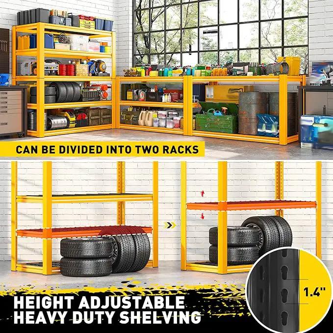 REIBII Garage Shelving Load 3000LBS, 5-Tier Storage Shelves, Adjustable Heavy Duty Metal Shelving Unit for Pantry, Basement, Warehouse, 72" H x 36" W x 16" D H, 3PC by GreenHaven Gardens