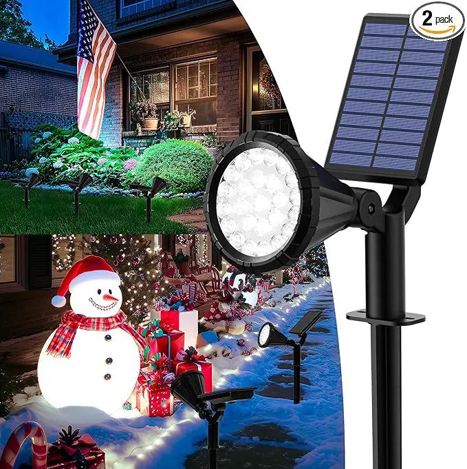 Solar Spot Lights Outdoor Waterproof IP65, Flag Pole Light Solar Powered Spot Lights, Landscape Lighting Spotlights for Tree, House, Yard, Backyard, Garden Decorations-2 Pack by GreenHaven Gardens