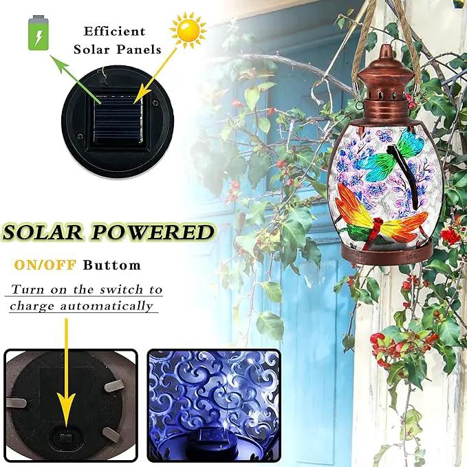 Hanging Solar Lantern Outdoor Waterproof Dragonfly Decor Solar Lights Tabletop Lamp for Outdoor Garden Yard Patio Ornament by GreenHaven Gardens