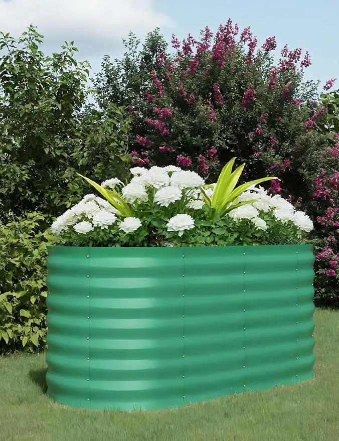 4x2x2 ft Raised Garden Bed,Galvanized Raised Planter Boxes Outdoor with Easy Assembly, Large Garden Bed for Vegetables, Fruits, Flower,Raised Garden Bed,Green by GreenHaven Gardens