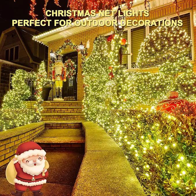 JMEXSUSS 360 LED Christmas Net Lights Outdoor Waterproof, Connectable 12ft x 5ft Net Lights Outdoor Mesh Lights with Remote, Plug in Warm White Net Lights for Bushes Shrubs Christmas Decorations by GreenHaven Gardens
