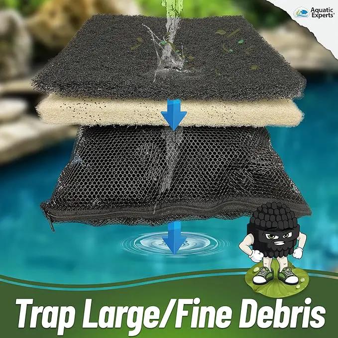 Aquatic Experts Classic Koi Pond Filter Pad FINE - White Bulk Roll Pond Filter Media, Ultra-Durable Pond Filters for Outdoor Ponds, Reusable Fish Pond Filter Material, USA, (Pond Bundle 1) by GreenHaven Gardens