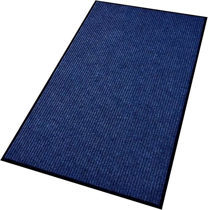 Heavy Duty Entrance Mats, Indoor and Outdoor Durable Rubber Door Mat, Easy Clean Waterproof Anti-Slip Doormat, Low Profile Floor Front Doormat Rugs for Entryway, Patio, Garage 60" x 35" Blue by GreenHaven Gardens
