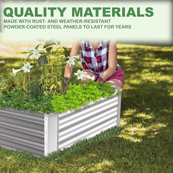 8x4x1ft(2 Pack) Galvanized Raised Garden Bed for Gardening,Metal Planter Boxes Outdoor Patio Kit Planting Bed for Vegetables Flowers Herb,Silver by GreenHaven Gardens