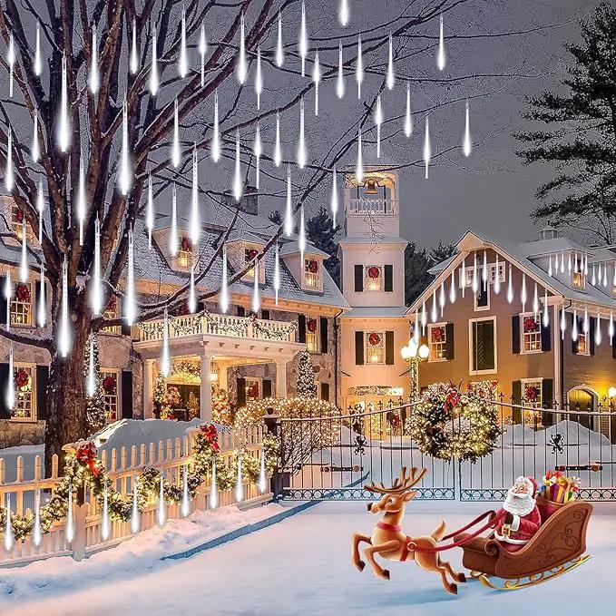 Solar Christmas Lights Outdoor Waterproof, Meteor Shower Lights Solar Powered, 16 Inches 8 Tube 288 LED Solar Icicle Tree Lights for Tree Bushes Holiday Parties Christmas Patio Decor, Pure White by GreenHaven Gardens