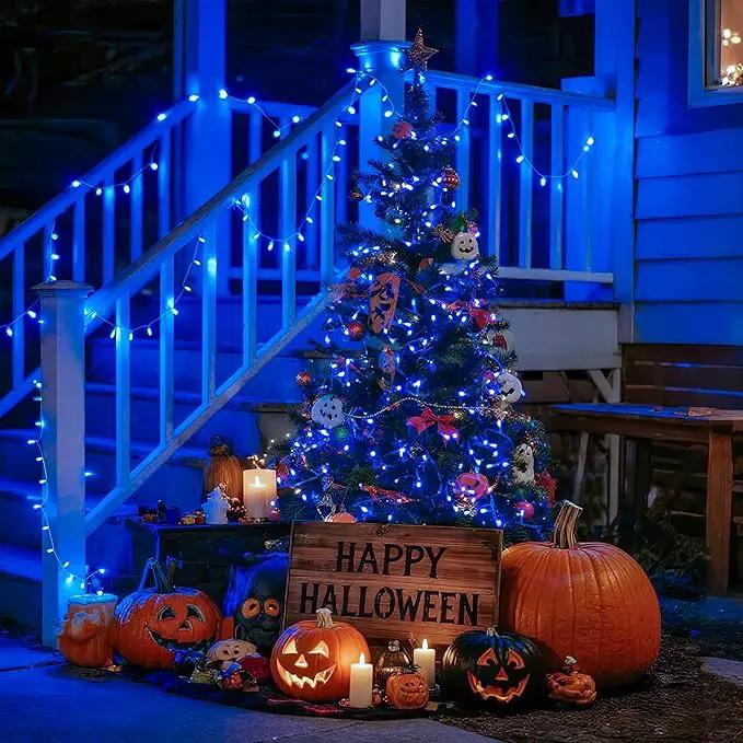 JMEXSUSS Connectable 100 LED Blue Christmas Lights Clear Wire, 8 Modes Blue Christmas Tree Lights Indoor Outdoor Plug in, 33ft Fairy String Lights for Christmas Tree, Xmas, Party, Garden by GreenHaven Gardens