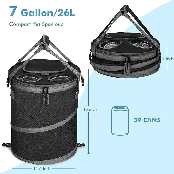 Tirrinia Large Pop-Up Golf Cooler Bag- Insulated Collapsible Cooler with Flat Drink Table for Golf Cart, Lightweight and Portable Ice Beach Cooler for Travel, Fishing, Picnics, Hiking, Camping by GreenHaven Gardens