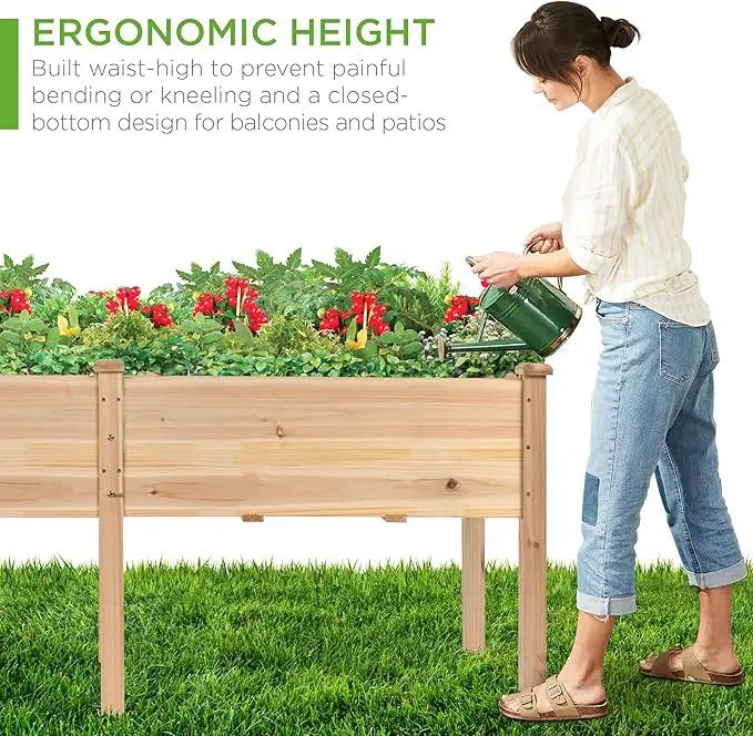 Best Choice Products 72x23x30in Raised Garden Bed, Elevated Wood Planter Box Stand for Backyard, Patio, Balcony w/Divider Panel, 6 Legs, 300lb Capacity - Natural by GreenHaven Gardens