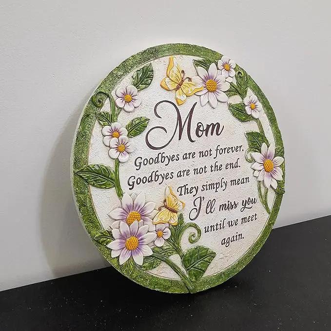 INSPIAMZUE Mom Memorial Stone - Until We Meet Again, Mom Remembrance Gift for Grieving, Sympathy Gift for Loss of Mother, Mom Loss Condolence, Memorial Stone Butterfly Flower TNS2 by GreenHaven Gardens