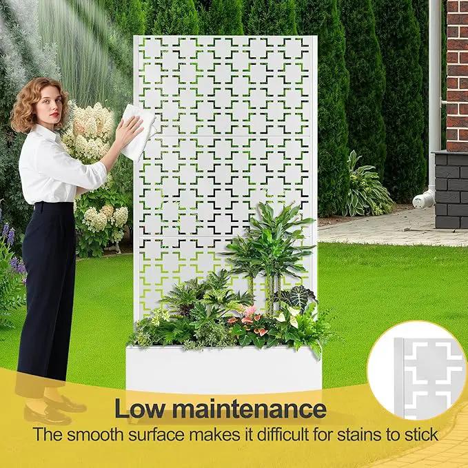 Raised Garden Bed with Trellis and Wheels,73"x35"x16" Metal Raised Garden Bed,White Squared Metal Planter with Climbing Trellis for Vines & Vegetables by GreenHaven Gardens