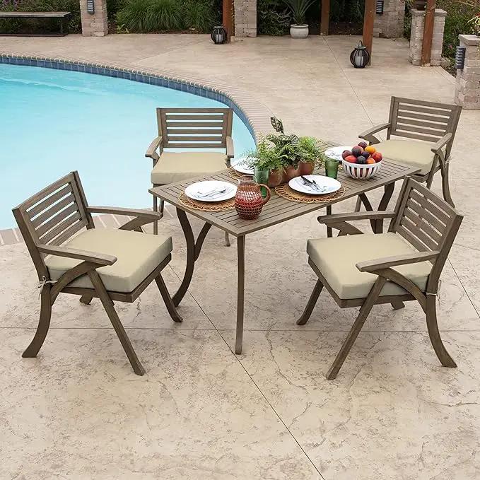 Arden Selections Outdoor Seat Cushion, 19 x 19, Rain-Proof, Fade Resistant 19 x 19, Tan Leala (Pack of 4) by GreenHaven Gardens