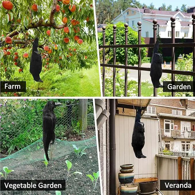 Lewtemi 1 Pcs 17 Inch Realistic Hanging Dead Crows Decoy Life Size Black Feathered Crow Fake Black Crows for Garden Decorations by GreenHaven Gardens