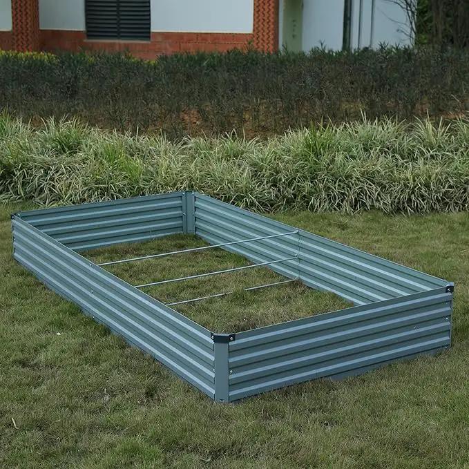 8x4x1ft(2 Pack) Galvanized Raised Garden Bed,Outdoor Planter Box Metal Patio Kit Planting Bed for Vegetables Flowers Herb,Grey by GreenHaven Gardens