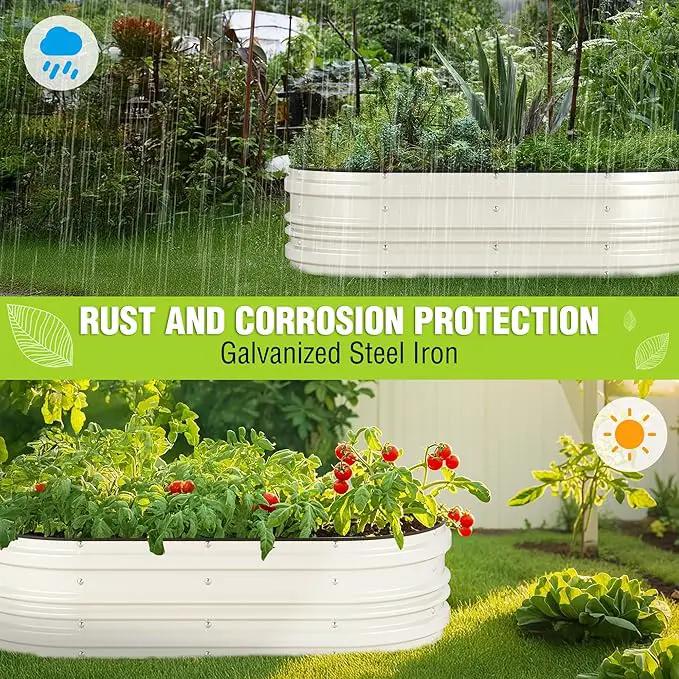 WORKPRO 4x2x1ft Galvanized Raised Garden Bed Set, Rust & Corrosion Protection, Easy Assembly, Safe Edge, Ideal for Vegetables & Flowers, White by GreenHaven Gardens