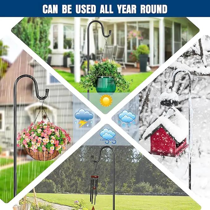 Ottsuls Shepherds Hooks for Outdoor - 60" Heavy Duty Bird Feeder Pole with 5 Prong Base, Adjustable Stand Hanger for Garden Plant, Hummingbird Feeder, Lantern Lights - Haning Wedding Decor (1 Pack) by GreenHaven Gardens