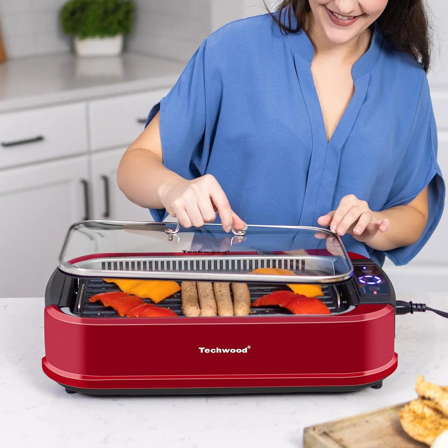 Smokeless Indoor Grill, Techwood 1500W Electric Grill Portable Korean Grill Non-Stick Grill Plates with Temperature Control, Removable Drip Tray, Tempered Glass Lid, Dishwasher-Safe by GreenHaven Gardens