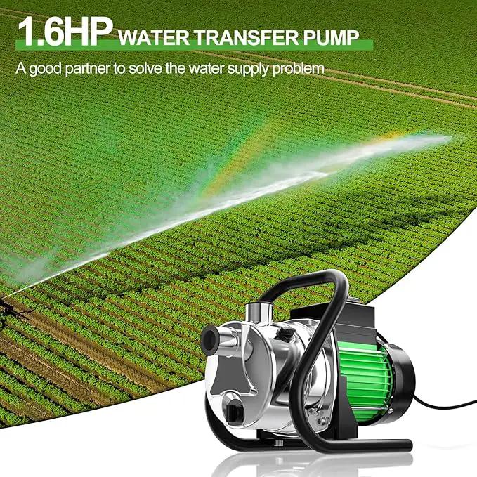 Water Transfer Pump 1.6HP 1800GPH Shallow Well Pump Electric Garden Pressure Booster Pumps for Pool Draining Farm Irrigation Lake Lawn Sprinkler System by GreenHaven Gardens