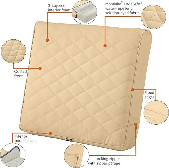Classic Accessories Montlake FadeSafe Water-Resistant 21 x 20 x 4 Inch Wide Back Patio Quilted Lounge Cushion, Chamomile by GreenHaven Gardens