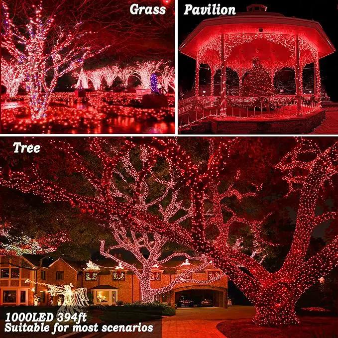 KNONEW 403ft 1000 LED String Lights Outdoor Christmas Lights 8 Modes & Timer Fairy Light Plug in Waterproof LED String Lights for Xmas Yard Tree Wedding Party Holiday Decorations (Red) by GreenHaven Gardens