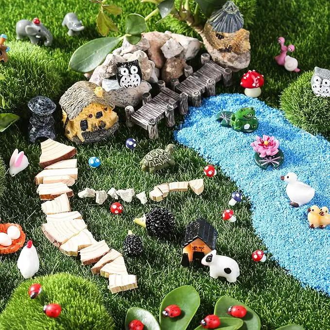 172Pcs Miniature Fairy Garden Accessories Including 100Pcs Fixed Pins, modacraft Fairy Garden Kit Fairy House Animal Figurines Mini Landscape for Garden Dollhouse Potted Plant Bonsai Terrarium Décor by GreenHaven Gardens