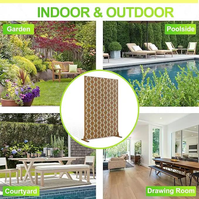Outdoor Privacy Screen,72" H×47" W Metal Privacy Screen, Freestanding Privacy Fence Panels for Patio by GreenHaven Gardens