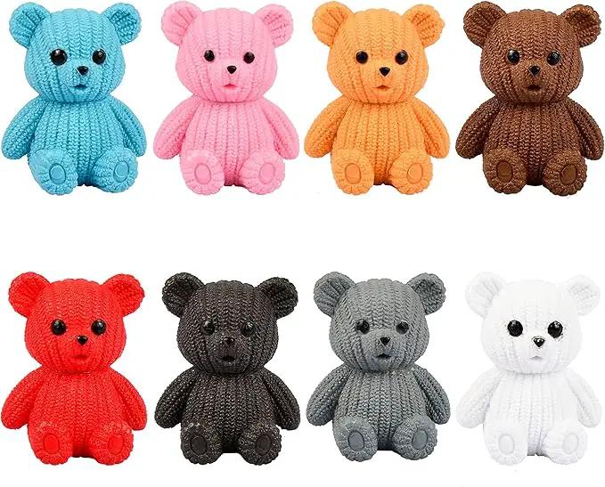 8Pcs Mini Resin Teddy Bear Figurines Cute Sweater Bears Desktop Ornaments Car Interior Decoration Garden FigurinesTiny Bear Statues Animals Sculpture Micro Landscape by GreenHaven Gardens