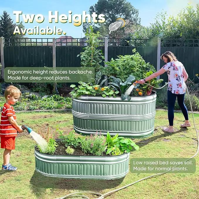KING BIRD Raised Garden Bed Kit 2025 Upgraded Modular DIY Galvanized Planter Garden Box Outdoor for Gardening, Vegetables, Flowers, Elegant Roman Column Design, 47x24x24 in, Silver by GreenHaven Gardens