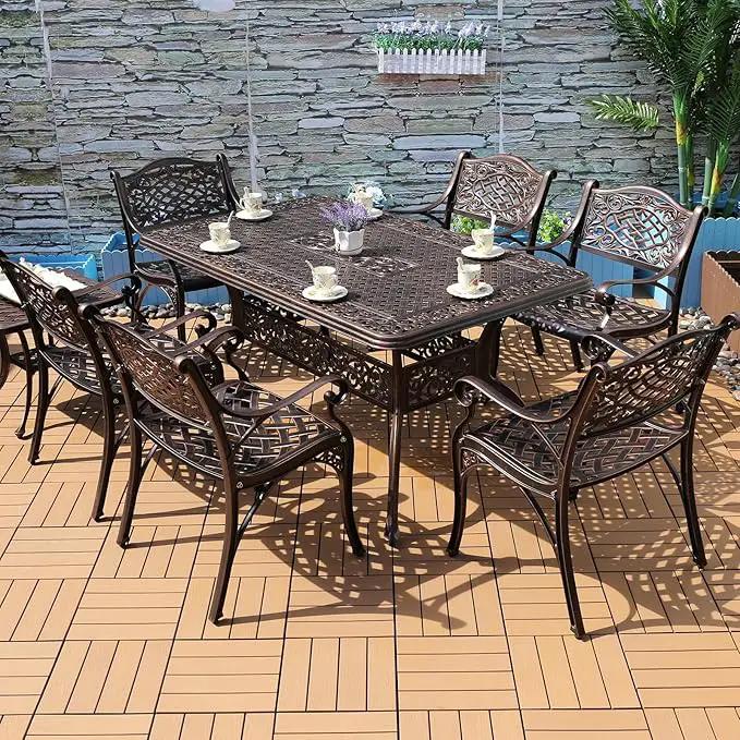 Outdoor Dining Chair Cast Aluminum Patio Chairs Set of 2 All-Weather Patio Dining Chair with Adjustable Feet for Backyard Garden (Die-Casting C Chair) by GreenHaven Gardens