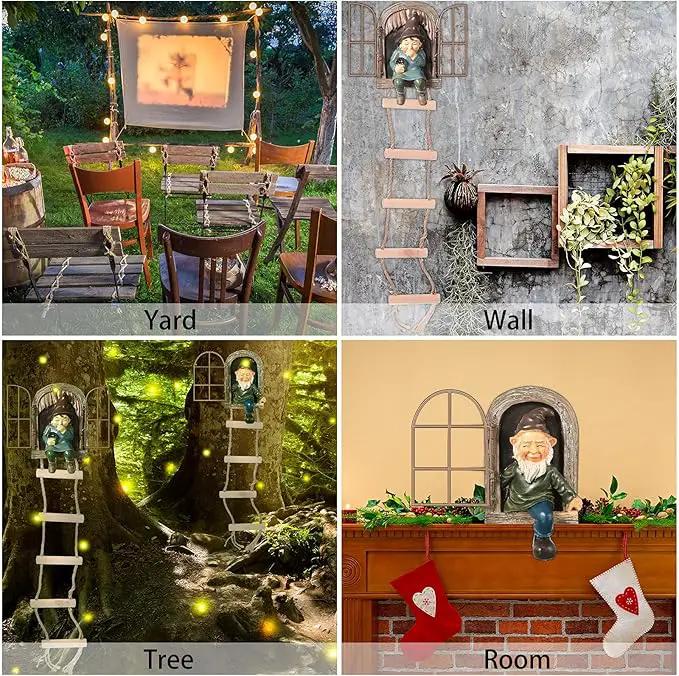 Thyle 4 Pieces Elf Out The Door Tree Hugger Garden Statue Gnome Resin Gnome Figurine Hanging Inappropriate Garden Gnomes Tree Gnome Decoration Tree Faces Decor Outdoor for Patio Lawn Ornament by GreenHaven Gardens