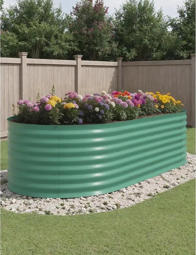 8x4x2ft Raised Garden Bed,Galvanized Raised Planter Boxes Outdoor with Easy Assembly, Large Garden Bed for Vegetables, Fruits, Flower,Raised Garden Bed,Green by GreenHaven Gardens