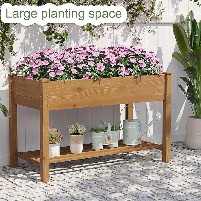 GHWIE Raised Garden Bed with Shelf,Elevated Wooden Planter Box with Legs,Garden Planter for Backyard, Patio, Balcony by GreenHaven Gardens