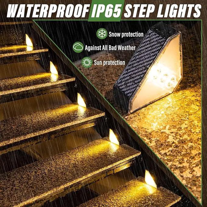 JSOT Solar Step Stair Lights Outdoor Yard Decor 6 Pack, IP65 Waterproof Deck Lighting for Outside Solar Powered, Solar Garden Light Decor for Fence, Backyard, Front Porch Step, Balcony, Wall and Patio by GreenHaven Gardens