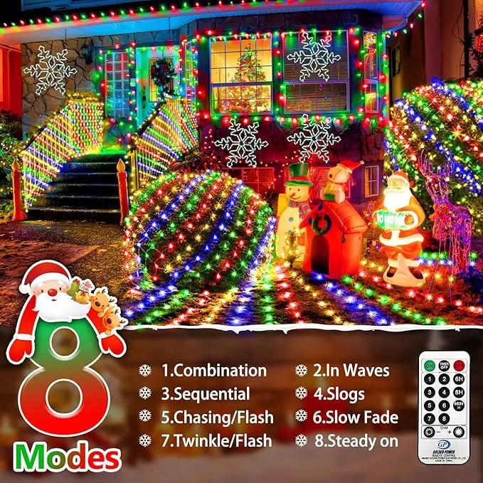 KNONEW Christmas Net Lights 360 LEDs 13ft x 9.8ft Outdoor Mesh Lights Connectable Waterproof 8 Modes & Timer Plug-in Net Fairy Lights for Bushes Garden Party Wedding Holiday,Multicolor by GreenHaven Gardens