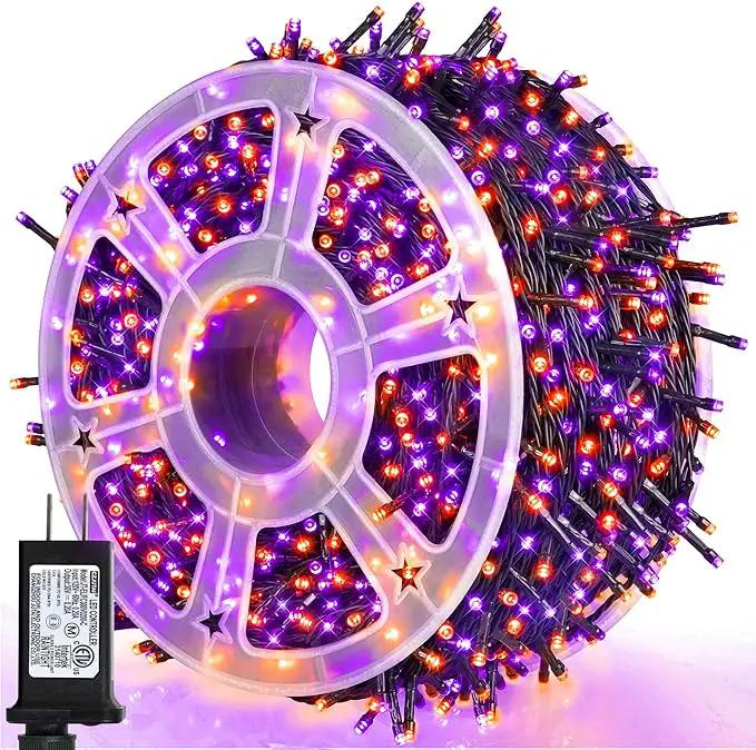 weillsnow 164FT 500 LED Halloween Lights, 8 Modes Waterproof Plug in String Lights for Halloween Indoor Outdoor Yard Party Wedding Garden Home Decorations (Purple & Orange) by GreenHaven Gardens
