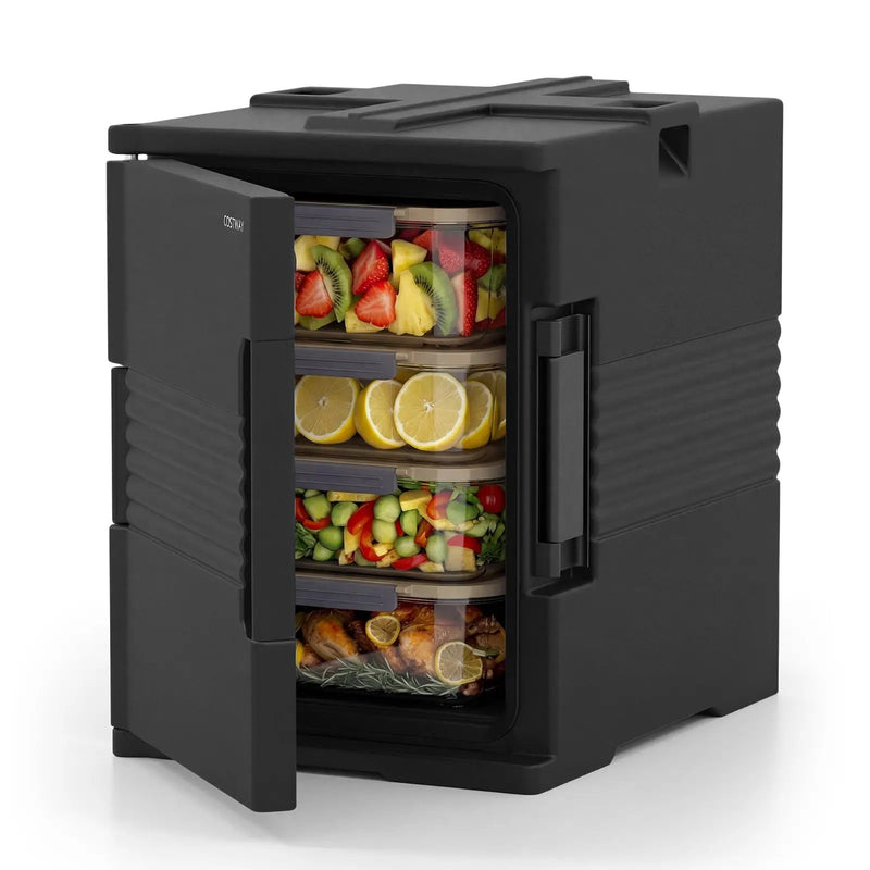 91 Qt Insulated Food Pan Carrier with Door Shafts-Black by DirectDeals