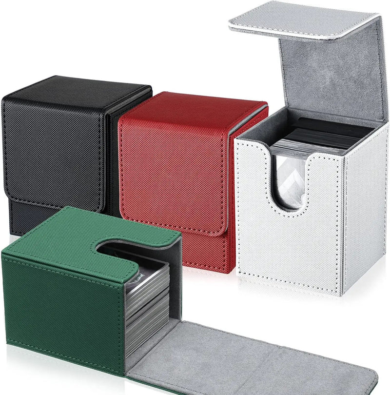 Yookeer 4 Pieces Leather Deck Card Boxes Cards Deck Game Box for Collectible Playing Card Box Compatible with MTG Commander(Black, White, Red, Green,Vertical) by GreenHaven Gardens