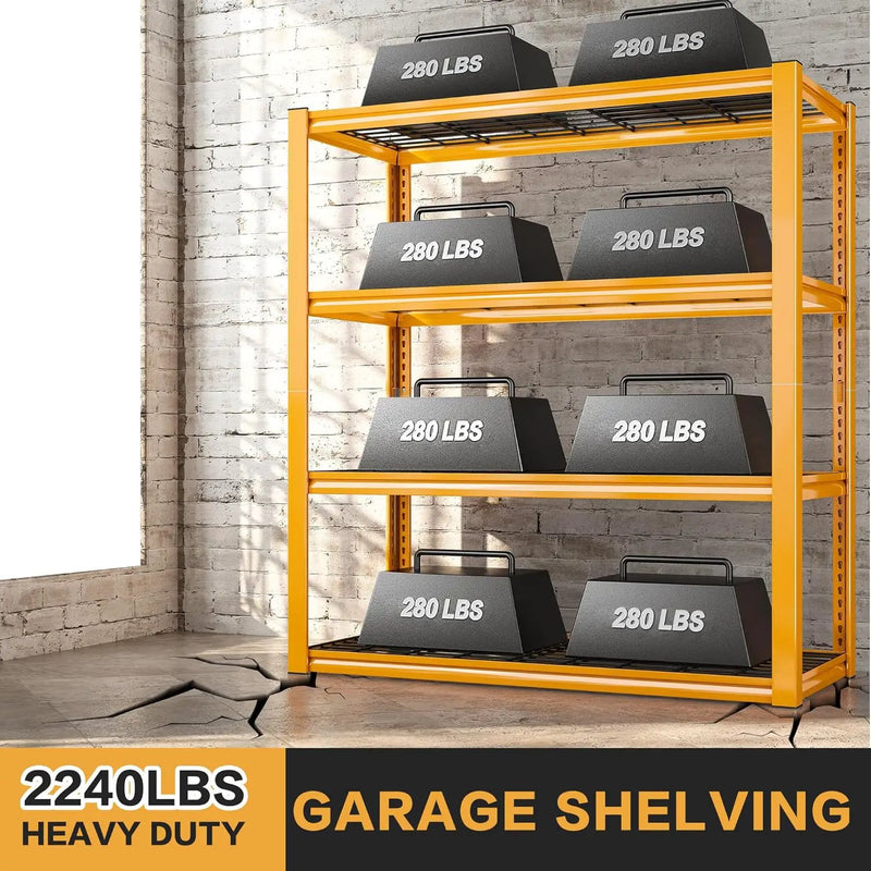 REIBII 40" W Garage Shelving 2240 LBS Storage Shelves Adjustable Heavy Duty Shelving 4 Tier Metal Shelves for Storage for Garage Kitchen Pantry Warehouse Basement 40" W × 19.5" D × 59.5" H, 4 Pack by GreenHaven Gardens
