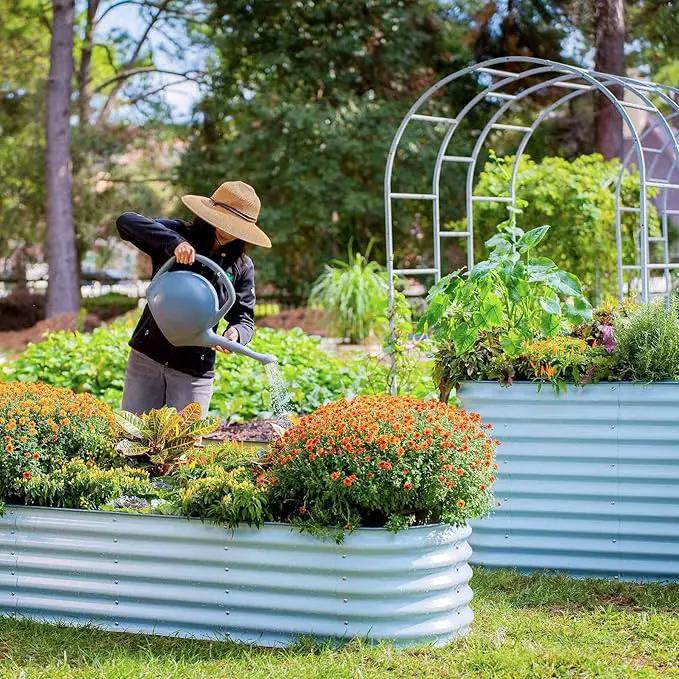 Vego garden Raised Garden Bed Kit, 17" Tall 10 in 1 Modular, Metal Planter Box for Vegetables, Flowers, Herbs, Sky Blue by GreenHaven Gardens