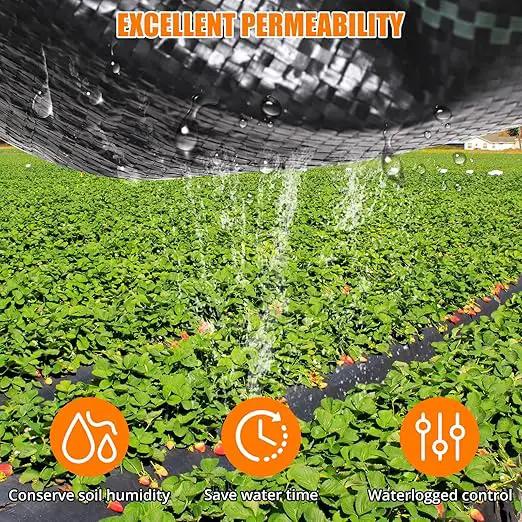Towallmark Weed Barrier Landscape Fabric 3FTx300FT, Heavy Duty 3.2O Weed Block Gardening Ground Cover Mat, Weed Control Garden Cloth, Woven Geotextile Fabric for Underlayment, Driveway Fabric by GreenHaven Gardens