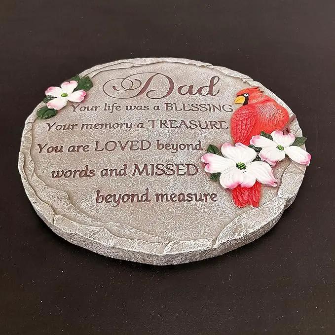 INSPIAMZUE Dad Memorial Stone - Cardinal Memorial Garden Stone Sympathy Gift for Loss in Loving Memory of Dad in Heaven - Remembrance of Father Bereavement Keepsake Gift TNS1 by GreenHaven Gardens