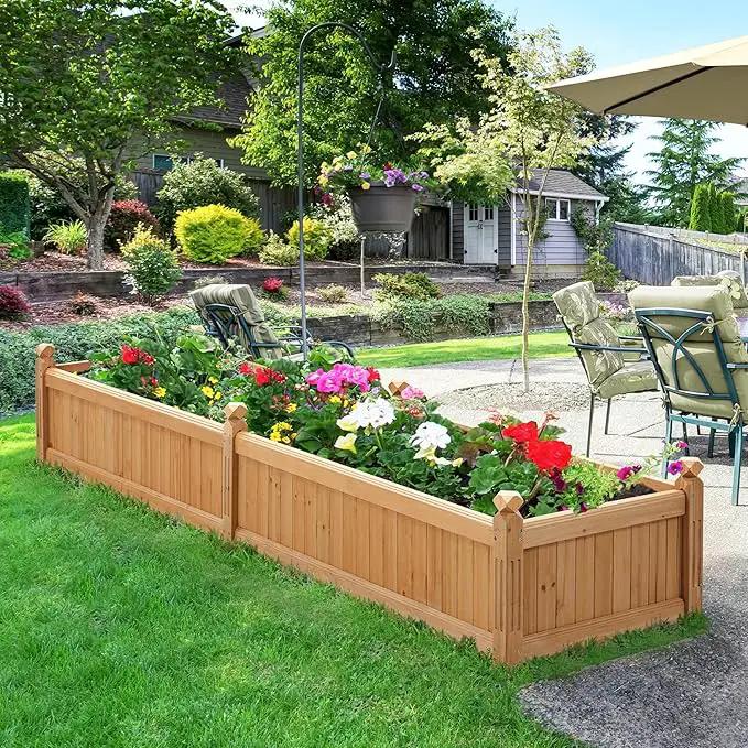 Yaheetech 90.5″ L×23.5″ W×16″ H Wooden Raised Garden Bed, Horticulture Wood Rectangular Garden Planter Outdoor, Raised Planter Box for Yard/Greenhouse/Vegetable/Flower/Herbs, Light Brown by GreenHaven Gardens