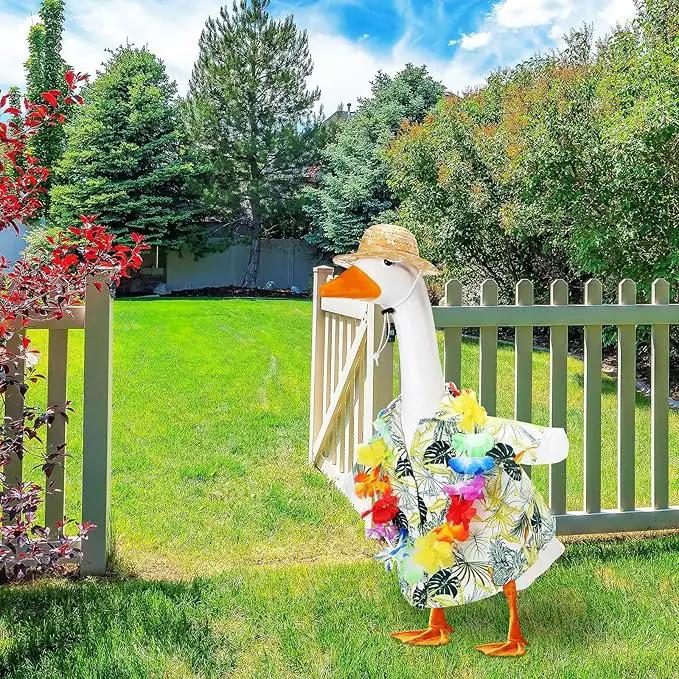 Goose Outfit Lawn Goose Porch Clothing Outfits for Yard Summer Luau 23'' Lawn Outdoor Decoration(Fresh Style) by GreenHaven Gardens