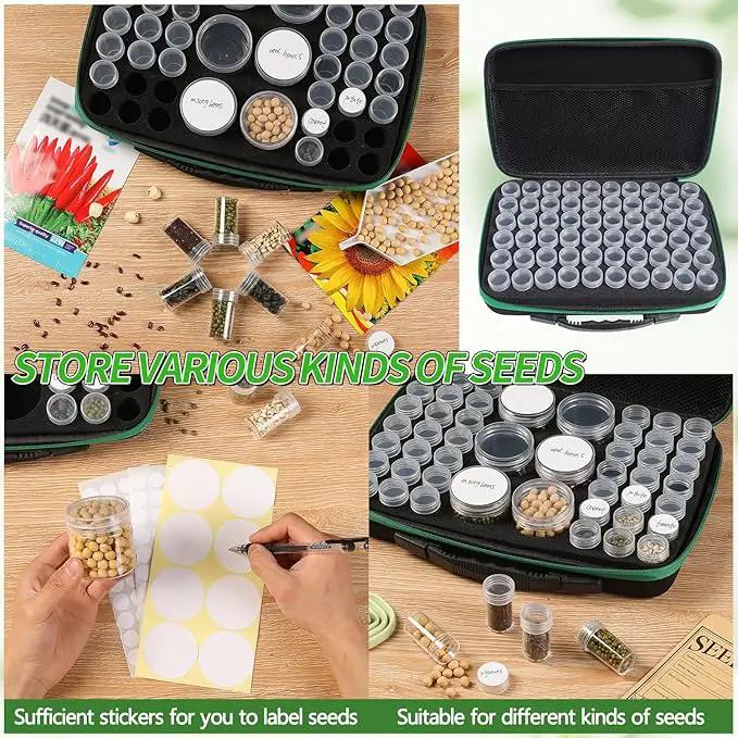 Seed Storage Box, Portable Seed Saving Box, Sturdy Seed Organizer Kit Seed Envelopes Funnel Label, Seed Container for Flower Plants Vegetable Seed, M-60 Slots by GreenHaven Gardens