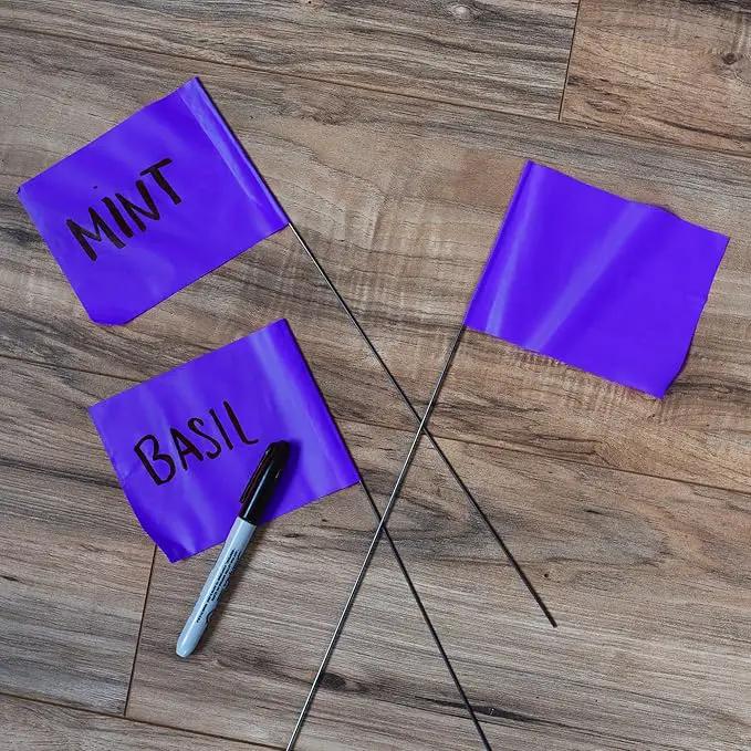 Purple Marking Flags 1000 Pack - 4x5x15 Inch Purple Flags for Outside - Markers For Lawn, Irrigation, Landscaping, Survey & Sprinkler Head Marking by GreenHaven Gardens