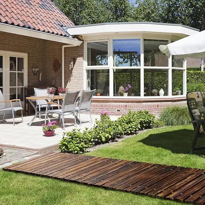 RELIANCER 12' Wooden Garden Pathway,Outdoor Roll Out Cedar Straight Walkway,Patio Path Decorative Garden Boardwalk Walkways,Weather-Resistant Roll Up Beach Wood Road Floor,Wedding Party Pathwaysc by GreenHaven Gardens