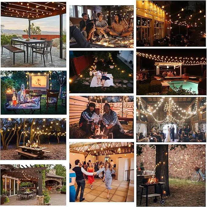 DAMAING Outdoor String Lights 50 FT Waterproof Patio Light String Lights with 27 ST38 Vintage Shatterproof LED Edison Bulbs,Retro Connectable Bistro Lights for Backyard Gazebo Balcony. by GreenHaven Gardens