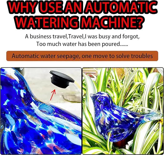 Glass Bird Shaped Plant Watering Ball Glass Automatic Watering Ball Flower Pot Insertion Spike Drip Irrigation Device Watering Ball Irrigation System Plant Enthusiast Gift (Red) by GreenHaven Gardens