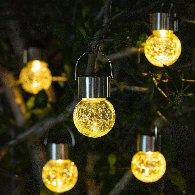 GIGALUMI 8 Pack Solar Outdoor Lights, Solar Hanging Lights for Christmas Decoration-Cracked Glass Solar Lights Outdoor Waterproof for Garden, Yard, Fence, Tree（Warm White） by GreenHaven Gardens