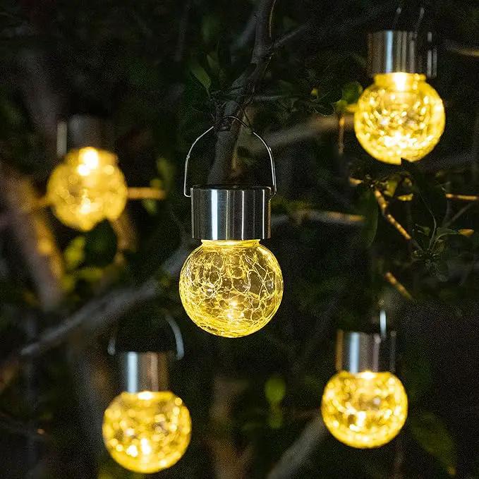 GIGALUMI Solar Lights Outdoor Waterproof ,12 Pack Solar Hanging Lights Garden Decor,Gifts for Women Mom Grandma,Solar Outdoor Lights Lantern Cracked Glass for Yard, Fence, Tree(Warm White) by GreenHaven Gardens