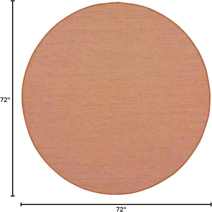 Nourison Positano Indoor/Outdoor Terracotta 6' x Round Area Rug, Easy Cleaning, Non Shedding, Bed Room, Living Room, Dining Room, Backyard, Deck, Patio (6 Round) by GreenHaven Gardens